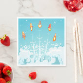 Serviette En Papier Retro Rocket Navire Lancement d'Art Spatial Futuri