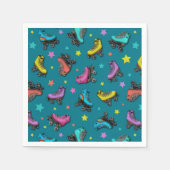 Serviette En Papier Rétro Roller Skates et Stars (Devant)