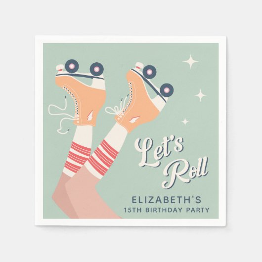 Serviette En Papier Retro Roller Sking fête d'anniversaire (Devant)