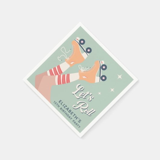 Serviette En Papier Retro Roller Sking fête d'anniversaire (Coin)