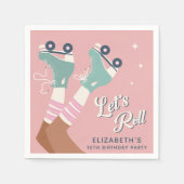 Serviette En Papier Retro Roller Sking fête d'anniversaire (Devant)