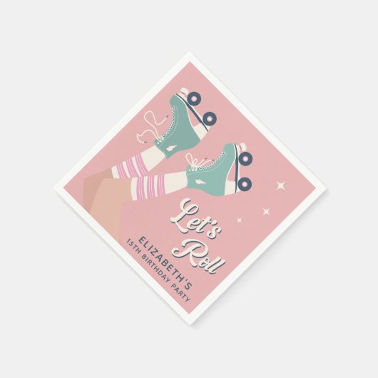 Serviette En Papier Retro Roller Sking fête d'anniversaire (Coin)