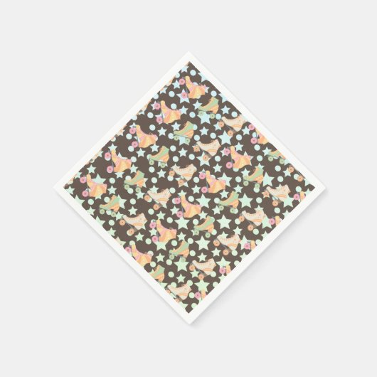 Serviette En Papier Retro Rollerskates Anniversaire Patins Stars Motif (Coin)