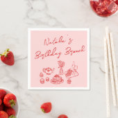 Serviette En Papier Retro Rose Rouge Main tiré Amusant Anniversaire Br (En situation)
