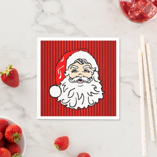 Serviette En Papier Retro Santa Face Red (En situation)