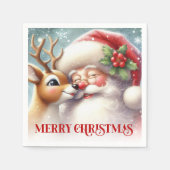 Serviette En Papier Retro Santa Rudolph Xmas Party Table Napkins (Devant)