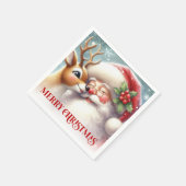 Serviette En Papier Retro Santa Rudolph Xmas Party Table Napkins (Coin)