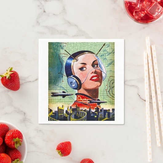Serviette En Papier Retro Science Fiction Paper Napkins