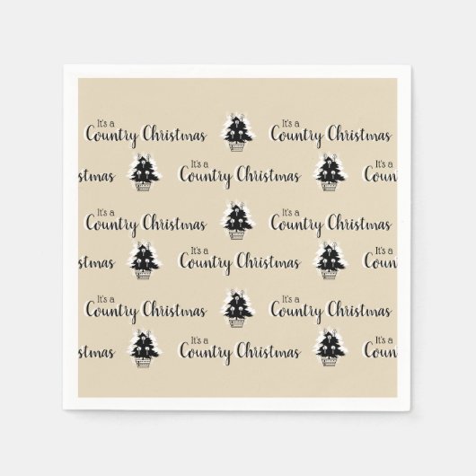 Serviette En Papier Retro Simple Beige Country Christmas Tree Motif (Devant)