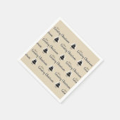 Serviette En Papier Retro Simple Beige Country Christmas Tree Motif (Coin)