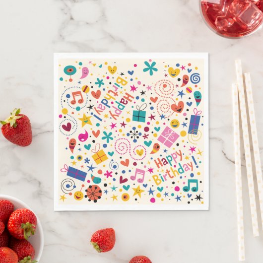 Serviette En Papier Retro Singing Joyeux Anniversaire (En situation)