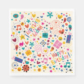Serviette En Papier Retro Singing Joyeux Anniversaire (Devant)