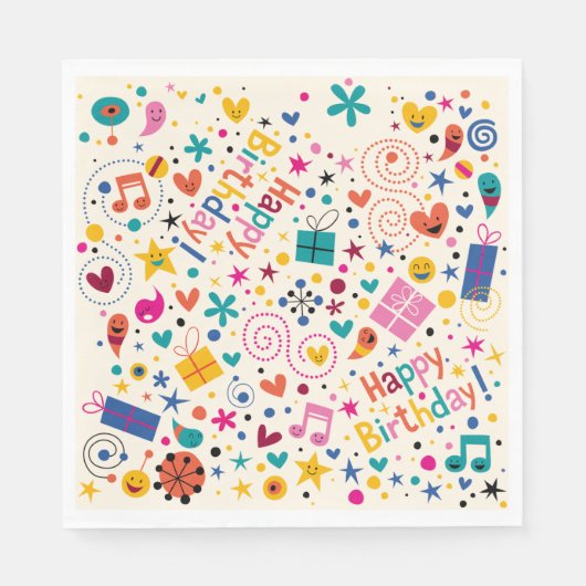 Serviette En Papier Retro Singing Joyeux Anniversaire (Devant)