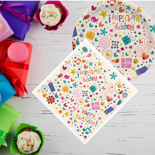 Serviette En Papier Retro Singing Joyeux Anniversaire