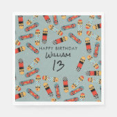 Serviette En Papier Retro Skateboard Blue Cool Skateboard Anniversaire (Devant)