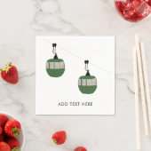 Serviette En Papier Retro Ski Vert Gondola Ascenseur Skieurs (En situation)