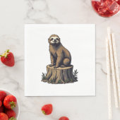 Serviette En Papier Retro Sloth Engraving Wildlife Shirt (3) (En situation)