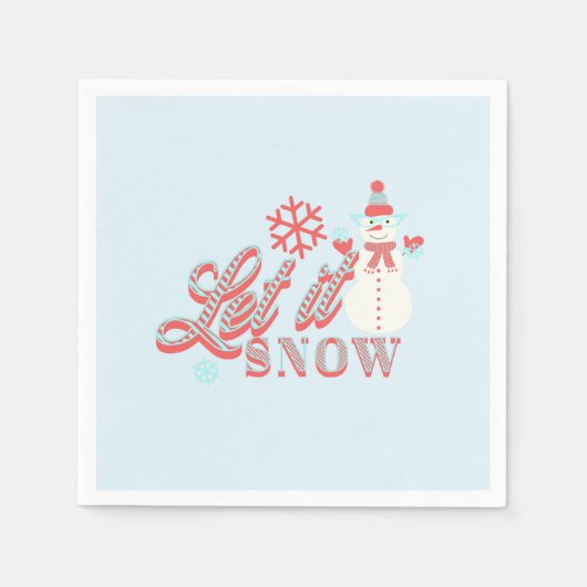 Serviette En Papier Retro Snowman Laisser neiger Noël (Devant)