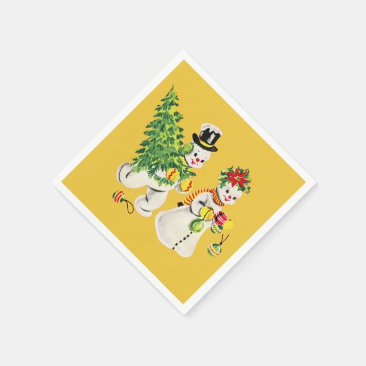 Serviette En Papier Retro Snowmen (Coin)