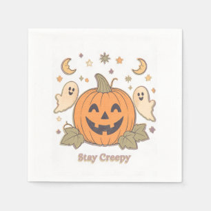 Serviette En Papier Rétro Stay Citrouille Effrayante & Fantômes Mignon