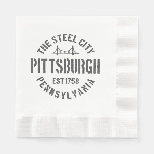 Serviette En Papier Retro Steel City Pittsburgh Pennsylvania Yinz vint (Devant)