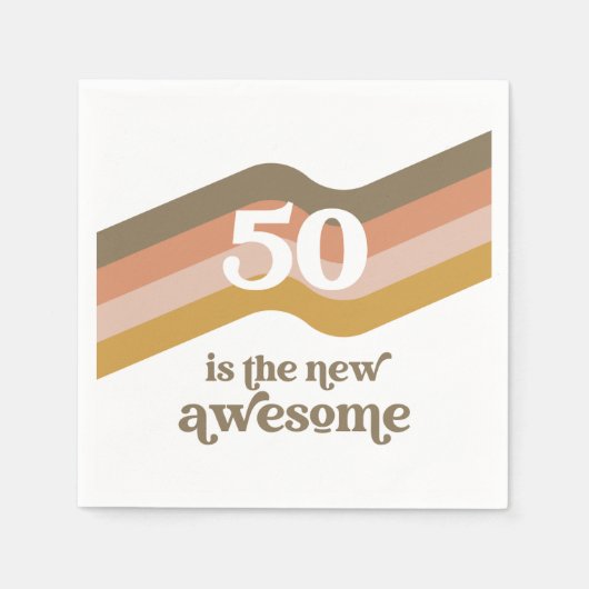 Serviette En Papier Retro Stripes 50e Anniversaire de fête Napkins (Devant)