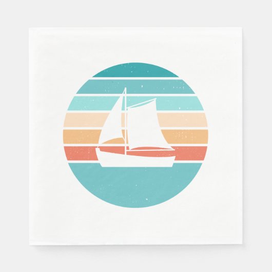 Serviette En Papier Retro Sunset Effet Perdu + Voilier (Devant)