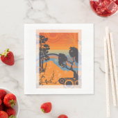 Serviette En Papier Retro Sunset Forest Paysage Abstrait (En situation)