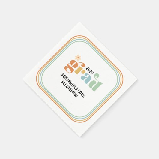 Serviette En Papier Retro Super Boho Daisy 2025 Grad Party (Coin)