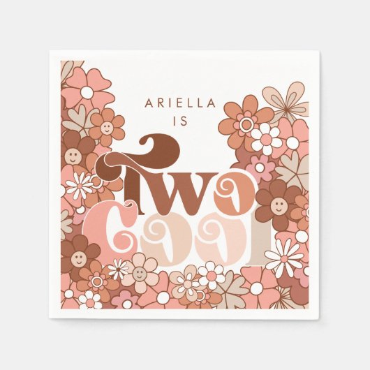 Serviette En Papier Retro Super deux filles Cool 2e anniversaire (Devant)