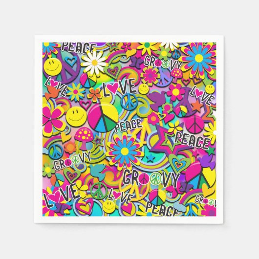 Serviette En Papier Retro Super FUN 60's Sixties Love Birthday Party (Devant)