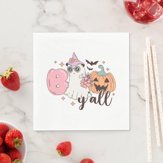 Serviette En Papier Retro Super Halloween Éffrayant Boo Y’all (En situation)