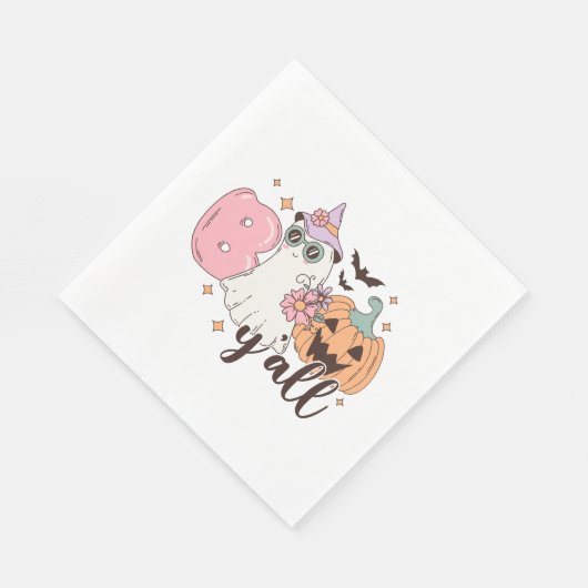 Serviette En Papier Retro Super Halloween Éffrayant Boo Y’all (Coin)