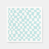 Serviette En Papier Retro Super Pastel Bleu Chèques Blancs À damiers (Devant)