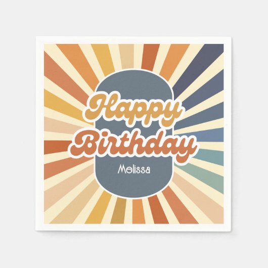 Serviette En Papier Retro Super Vague Joyeux Anniversaire (Devant)