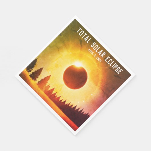 Serviette En Papier Rétro Total éclipse solaire 8 avril 2024 paysage (Coin)