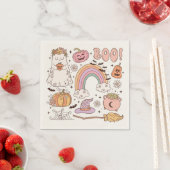 Serviette En Papier Retro Trendy Cute Halloween Elements Ghost Citroui (En situation)