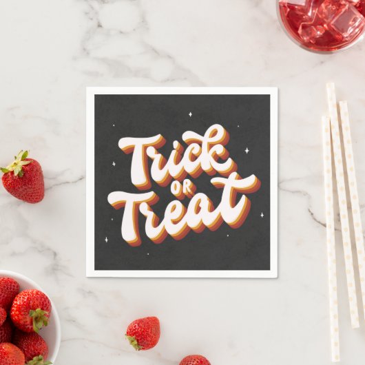 Serviette En Papier Retro Trick ou Treat (En situation)