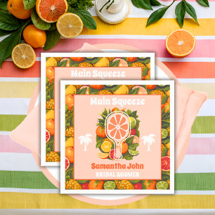 Serviette En Papier Retro Tropical Citron Pickleball Shower de Mariage