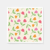 Serviette En Papier Retro Tulip Flowers pattern in orange pink and red (Devant)