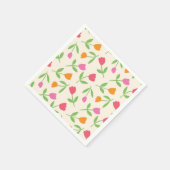 Serviette En Papier Retro Tulip Flowers pattern in orange pink and red (Coin)