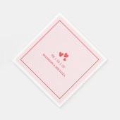 Serviette En Papier Retro Valentine Hearts Wedding Red Pink (Coin)