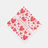 Serviette En Papier Retro Valentine Hearts Wedding Red Pink (Coin)