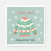 Serviette En Papier Retro Vert moche Noël Sweat Party Snowflake (Devant)