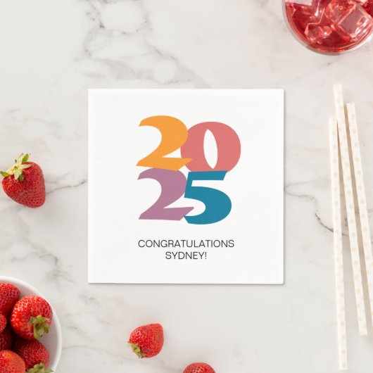 Serviette En Papier Retro Vibes Graduation Party (En situation)