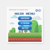 Serviette En Papier Retro Video Game Menu 1ère fête d'anniversaire (Devant)