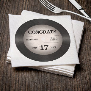 Serviette En Papier Retro Vinyl Record Mariage félicitations