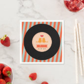 Serviette En Papier Retro Vinyl Record Sky Blue Orange Mariage (En situation)