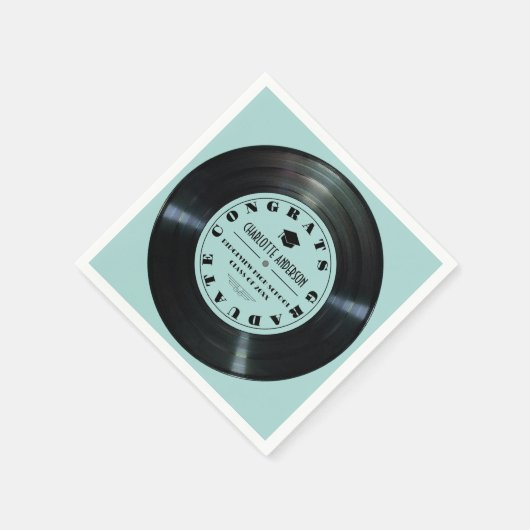 Serviette En Papier Retro Vinyl Record Turquoise Graduation (Coin)