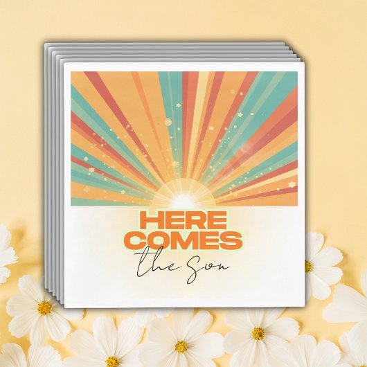 Serviette En Papier Retro Voici Le Baby shower Fils